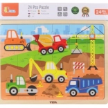 drevené puzzle stavebné stroje 24 dielikov VIGA