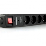 čierna elektrická lišta 1,5M s 5 zásuvkami