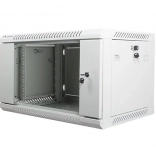 Nástenná skrinka 19'' 6U 600x450 mm Šedá s Presklenými Dverami