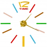 Nástenné nalepovacie hodiny DIY s nastaviteľným priemerom, zlaté ručičky, farebné značky