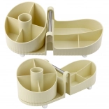 Organizér na kozmetiku a kancelárske potreby s držadlom béžový