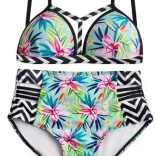 dámske dvojdielne plavky s vysokým pásom, push‑up – veľkosť s