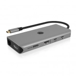 ICY BOX dokovacia stanica USB‑C 12 v 1 s PD 100 W a 2× HDMI