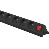 Predlžovací prívod Lanberg 3m, čierny, 5 zásuviek s vypínačom