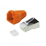 Konektory RJ45 CAT6 s krytkou, 100 ks, oranžové