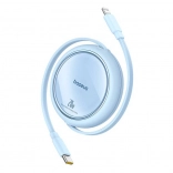 Sťahovací nabíjací kábel Baseus Free2Pull USB-C na Lightning 20W modrý
