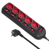 Predlžovací prepäťový rozbočovač MACLEAN ENERGY MCE204, 5 zásuviek s individuálnymi vypínačmi, 1,5 m