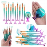 Súprava dúhových štetcov na líčenie v tvare morského chvosta, 11 ks