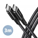 Kábel USB-C - USB-C 2.0, 3 m, PD 60W