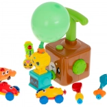 Balónová vystreľovacia stanica s autíčkami – aerodynamický medvedík, vzdelávacia sada 23 dielov