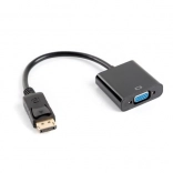 Adaptér DisplayPort na VGA 15pin, M na F, 10 cm, čierny
