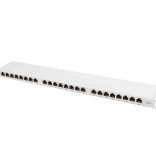 Patch panel 24 portov 0,5U, kategória 6, sivý, tienený