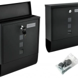 Poštová schránka na listy A4 s držiakom na noviny – čierna