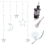 Svetelná LED závesná kurtína mesiac a hviezdy 2,5 m, 138 LED – Biela