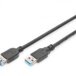 Predlžovací kábel USB 3.1 Gen 1 SuperSpeed 5 Gbps USB-A samec na USB-A samica, čierny, 1,8 m