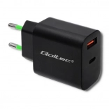 Sieťová nabíjačka 18W USB typ C PD a USB QC 3.0 čierna