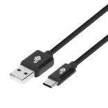 Textilný kábel USB-A na USB-C 1,5 m čierny