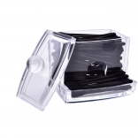 Elegantný priehľadný dávkovač na kozmetické tyčinky z akrylu