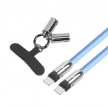 Modrý USB‑C kábel 2v1 so šnúrkou na krk 1 m