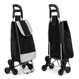 Nákupný vozík ModernHome, čierny, 25l taška, 6 kolies, kovový rám