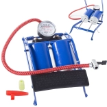 Nožná pumpa do auta s dvojitým piestom a adaptéry na bicykle