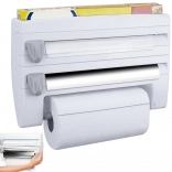 Nástenný kuchynský organizér 4 v 1 na fólie a papierové utierky s policou