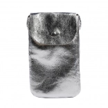 Metalická taštička na mobil s ramenným pásikom a zadným vreckom