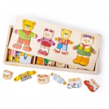 Bigjigs Toys obliekačkové puzzle Medvedia rodinka