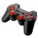 drôtový gamepad pre PS3 a PC s vibráciami – čierno‑červený