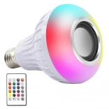 farebná LED žiarovka RGB E27 s Bluetooth reproduktorom a diaľkovým ovládaním