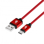Nabíjací a dátový kábel USB‑C 1,5 m – rubínovo červený, opletený