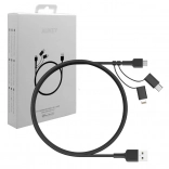 CB-BAL5 nylonový kábel 3 v 1 Quick Charge micro USB | USB C | Lightning | 1,2 m kábel