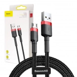 Baseus Cafule pletený micro USB kábel 3 m, 2 A (čierno‑červený)