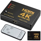 HDMI prepínač 3×1 s diaľkovým ovládaním, 4K UHD