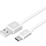 USB-A na USB-C kábel 2 m, strieborný opletený