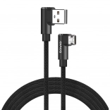 Obojstranný kábel USB A – Micro USB 2 m s uhlom 90° SAVIO