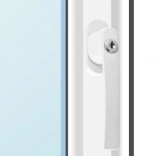 Okenná kľučka s uzamykaním na kľúč – biela