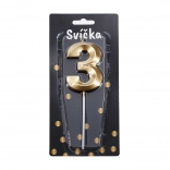 Párty sviečka číslo 3 Zlatá