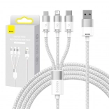 nabíjací kábel 3v1 Baseus StarSpeed, USB‑C + Micro USB + Lightning, 3,5 A, 1,2 m, biely