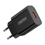Nabíjačka do zásuvky Choetech 18W USB-A čierna