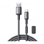 Joyroom USB–USB‑C kábel 1,2 m s magnetickou sponou, rýchle nabíjanie 3A, sivý