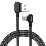 Uhľový USB-C kábel Mcdodo s LED indikátorom, 3 m