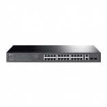 Gigabitový smart PoE+ prepínač 24× PoE+, 2× RJ45 uplink a 2× SFP – TP-Link