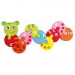 Drevená skladačka s číslami Húsenica