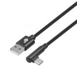 USB na USB-C kábel 1,5m s pravým uhlom, čierny pletený