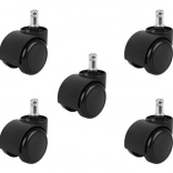 Kancelárske kolieska k stoličke - sada 5 kusov - čierna