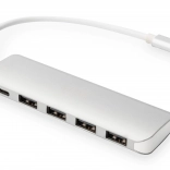 USB‑C hub 4× USB 3.0 s Power Delivery, hliníkový